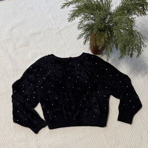 Express Cropped Rhinestone Black Sweater Size S